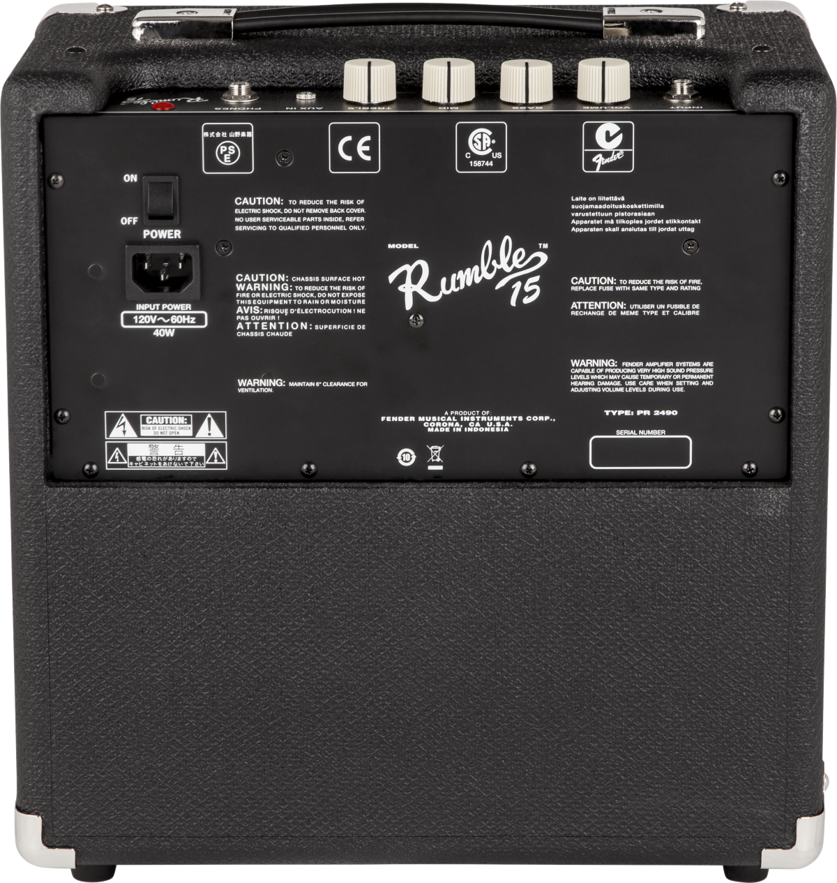 Fender Rumble 15 (V3) Bass Amplifier, 120V