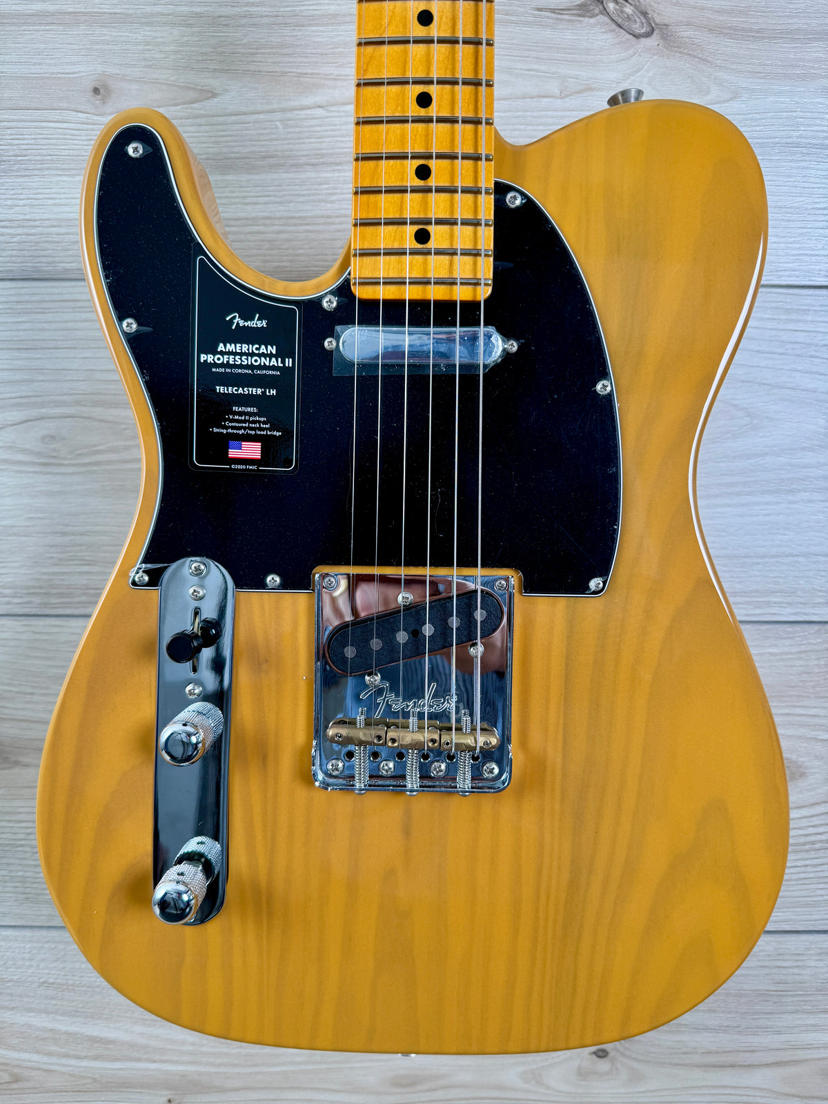 Fender American Professional II Telecaster Left-Hand Electric Guitar, Maple Fingerboard, Butterscotch Blonde