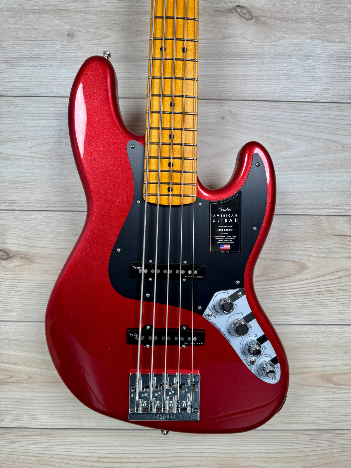 Fender American Ultra II Jazz Bass V 5 strings Bass, Sinister Red - #4640