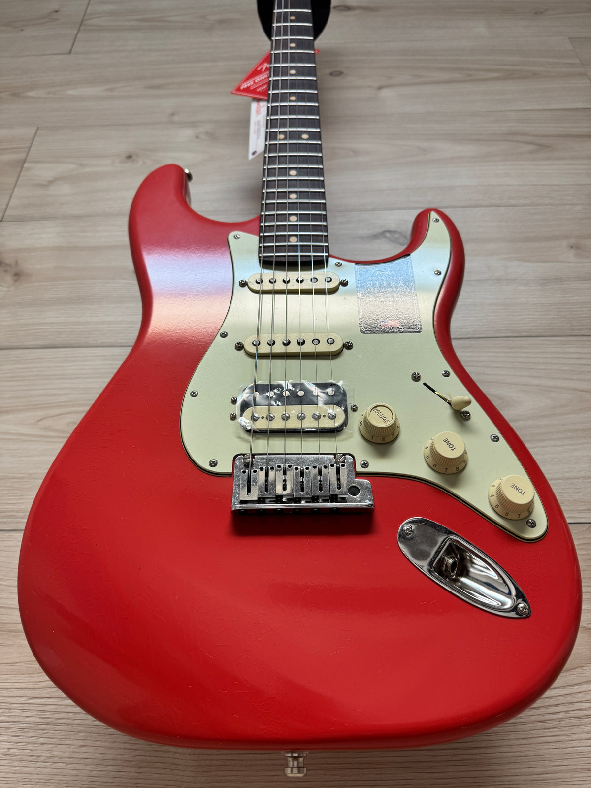 Fender American Ultra Luxe Vintage '60s Stratocaster HSS Electric Guitar, Fiesta Red - #1721