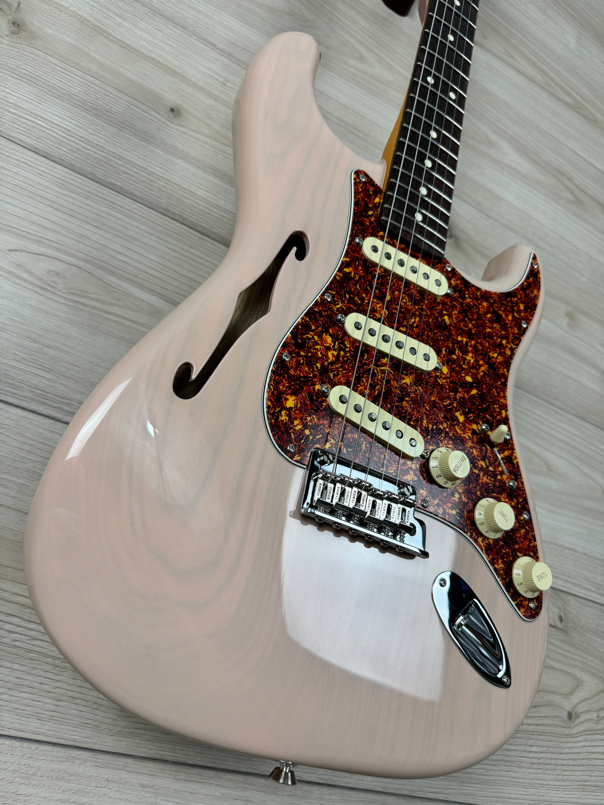 Fender Limited Edition American Professional II Stratocaster Thinline, Transparent Shell Pink - CBN Music Warehouse