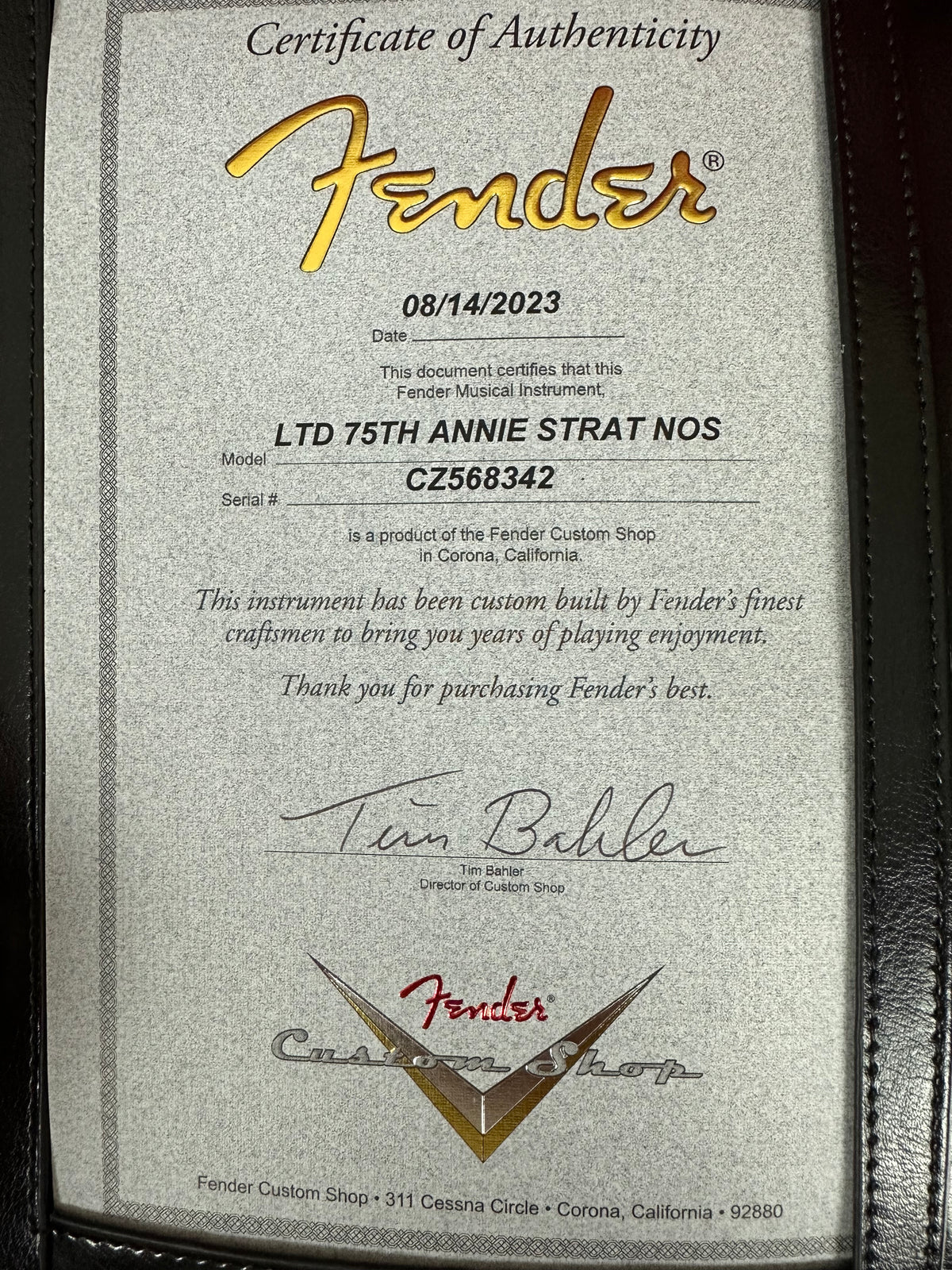 Fender Custom Shop Limited Edition 75th Anniversary Stratocaster NOS Guitar, Rosewood Fingerboard, Diamond White Pearl - CBN Music Warehouse