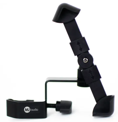 MJ Audio Mic Stand Phone Holder for Microphone Stand, Adjustable iPhone Mic Stand Holder, Music Stand Phone Holder for iPhone Samsung Galaxy All Smartphones