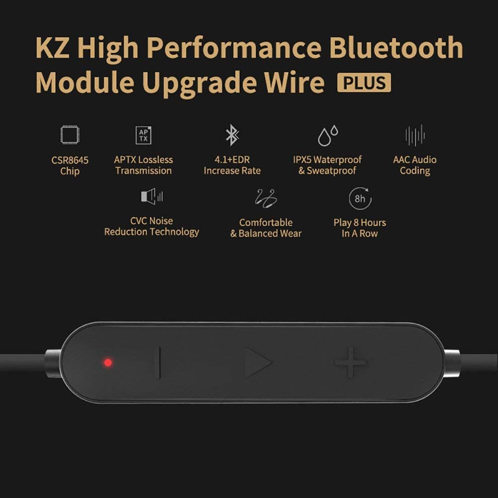 KZ APTX Bluetooth cable Type "B" for KZ In-Ear Headphones with Microphone, Compatible with: ZST, ZS10, AS10, ED12,ZSR, ZST X, EDX, AS06