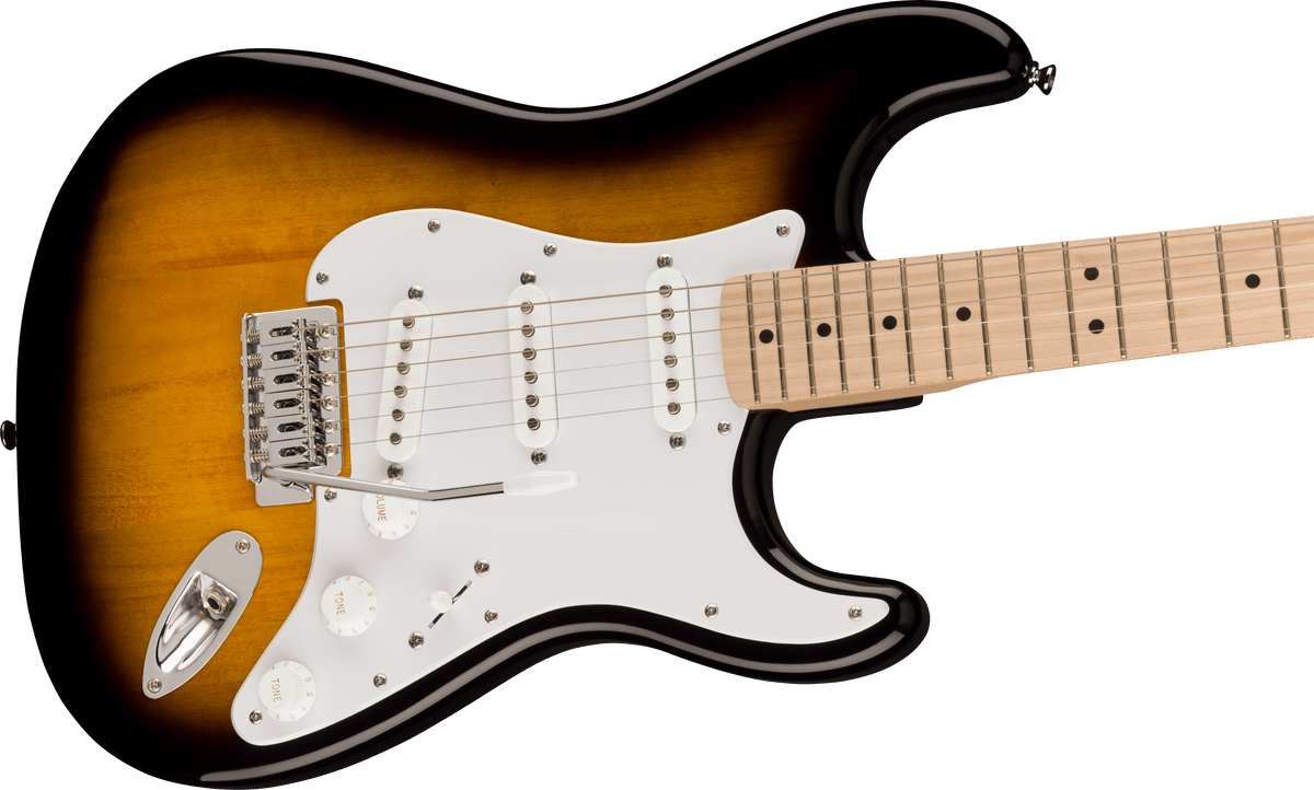 Squier Sonic Stratocaster Electric Guitar Pack, 2-Color Sunburst with Gig Bag, strap and Amp 10G - CBN Music Warehouse