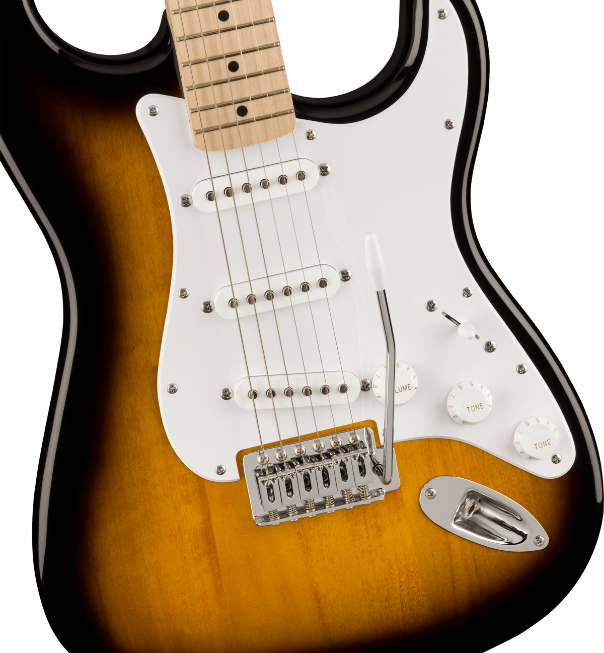 Squier Sonic Stratocaster Electric Guitar Pack, 2-Color Sunburst with Gig Bag, strap and Amp 10G - CBN Music Warehouse
