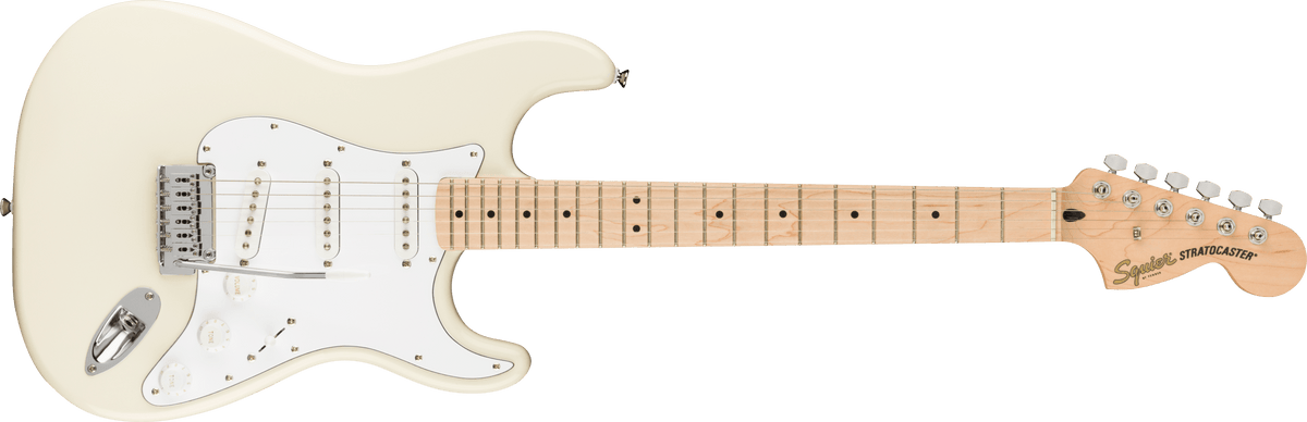 Squier Affinity Stratocaster Electric Guitar, Maple Fingerboard, Olympic White - CBN Music Warehouse