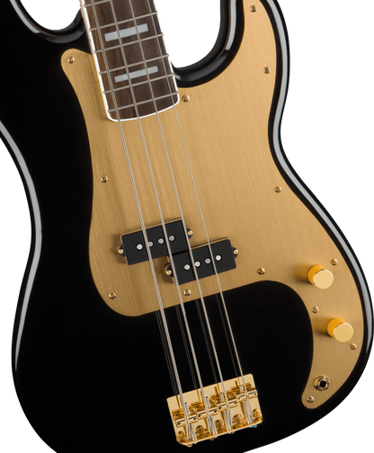 Squier 40th Anniversary Precision Bass Gold Edition, Gold Anodized Pickguard, Black