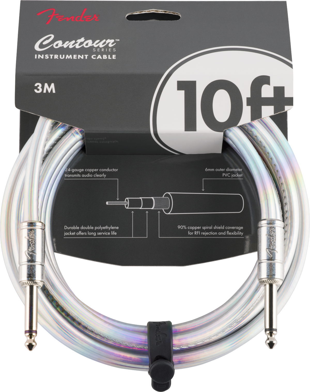 Fender Contour 10' Instrument Cable, Iridescent - CBN Music Warehouse