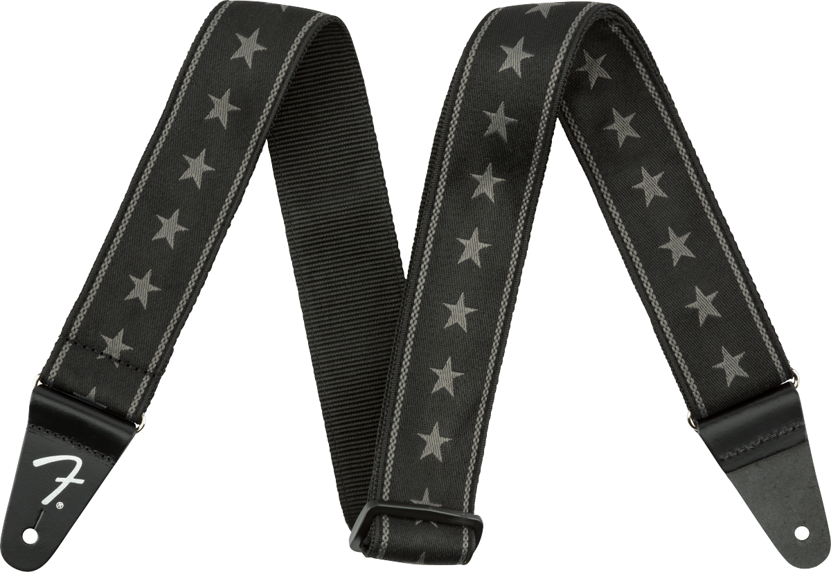 Fender 2" Nylon Stars and Stripes Guitar Strap, Black/Grey - CBN Music Warehouse