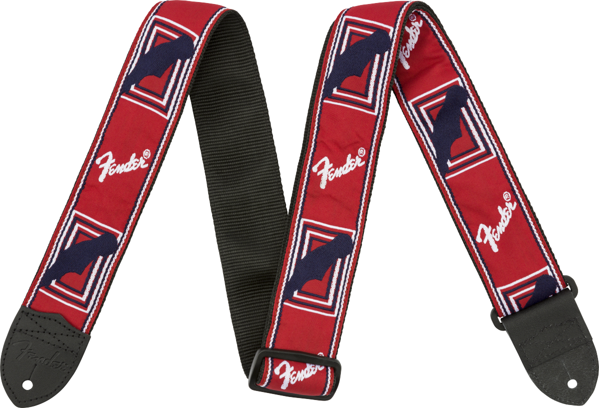 Fender 2" Monogrammed Guitar Strap, Red / White / Blue - CBN Music Warehouse