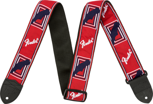 Fender 2" Monogrammed Guitar Strap, Red / White / Blue - CBN Music Warehouse
