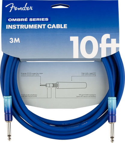 Fender Ombré Instrument Cable, Straight/Straight, 10 feet, Belair Blue