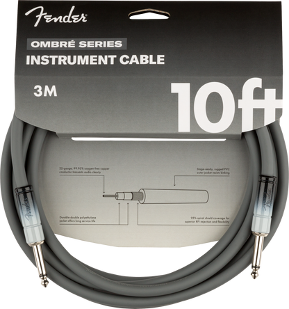 Fender Ombré Series Straight to Straight Instrument Cable - 10 foot, Silver Smoke