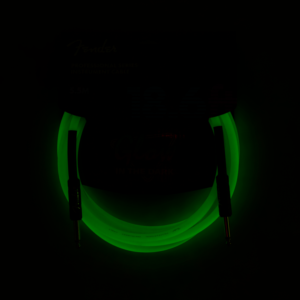 Fender Professional Glow in the Dark Instrument Cable, Green, 18.6'