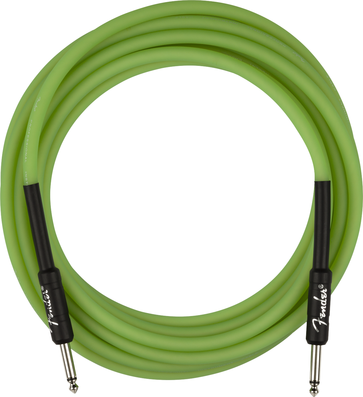 Fender Professional Glow in the Dark Instrument Cable, Green, 18.6'