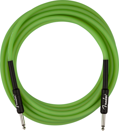 Fender Professional Glow in the Dark Instrument Cable, Green, 18.6'
