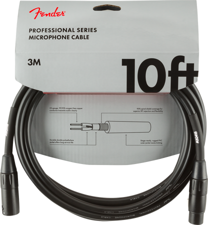 Fender Professional Series Microphone Cable 10 foot , Black - CBN Music Warehouse