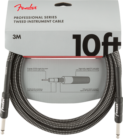 Fender Professional Series Instrument Cable, 10' (3M), Gray Tweed