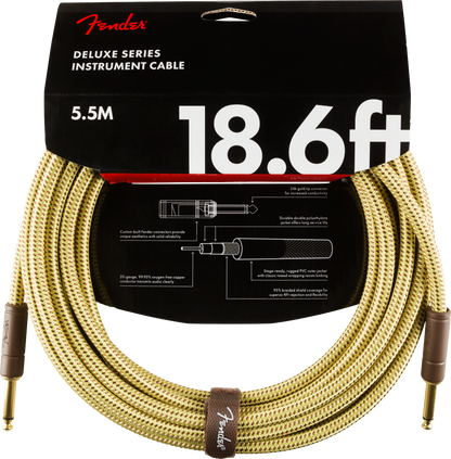 Fender Deluxe Series Instrument Cable, Straight/Straight, 18.6', Tweed