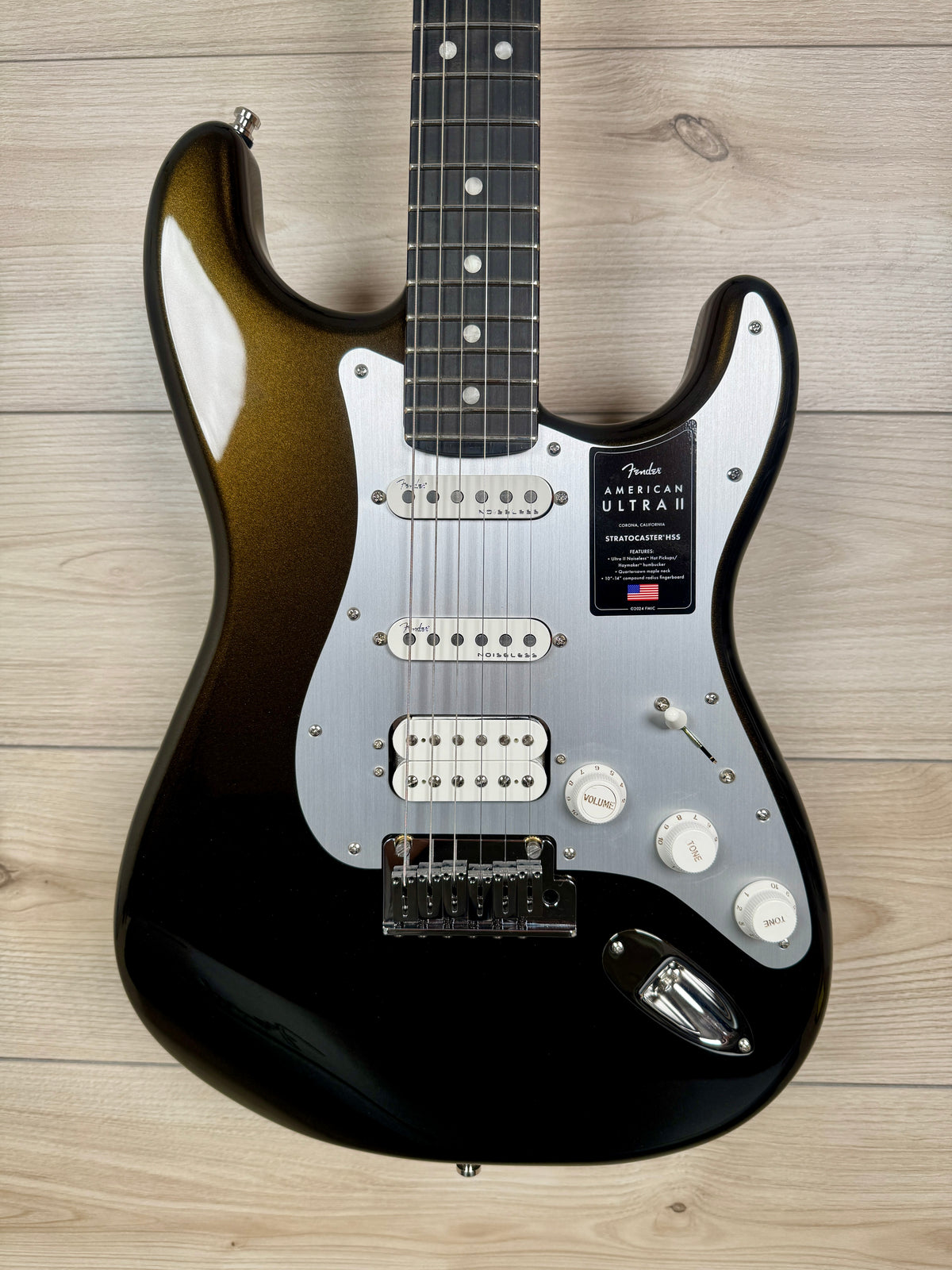 Fender American Ultra II Stratocaster HSS Electric Guitar, Texas Tea - #4967