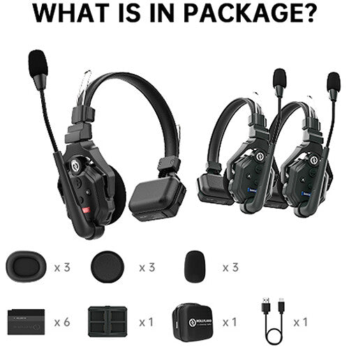 Hollyland Solidcom C1-3S Full-Duplex Wireless DECT Intercom System with 3 Headsets - CBN Music Warehouse