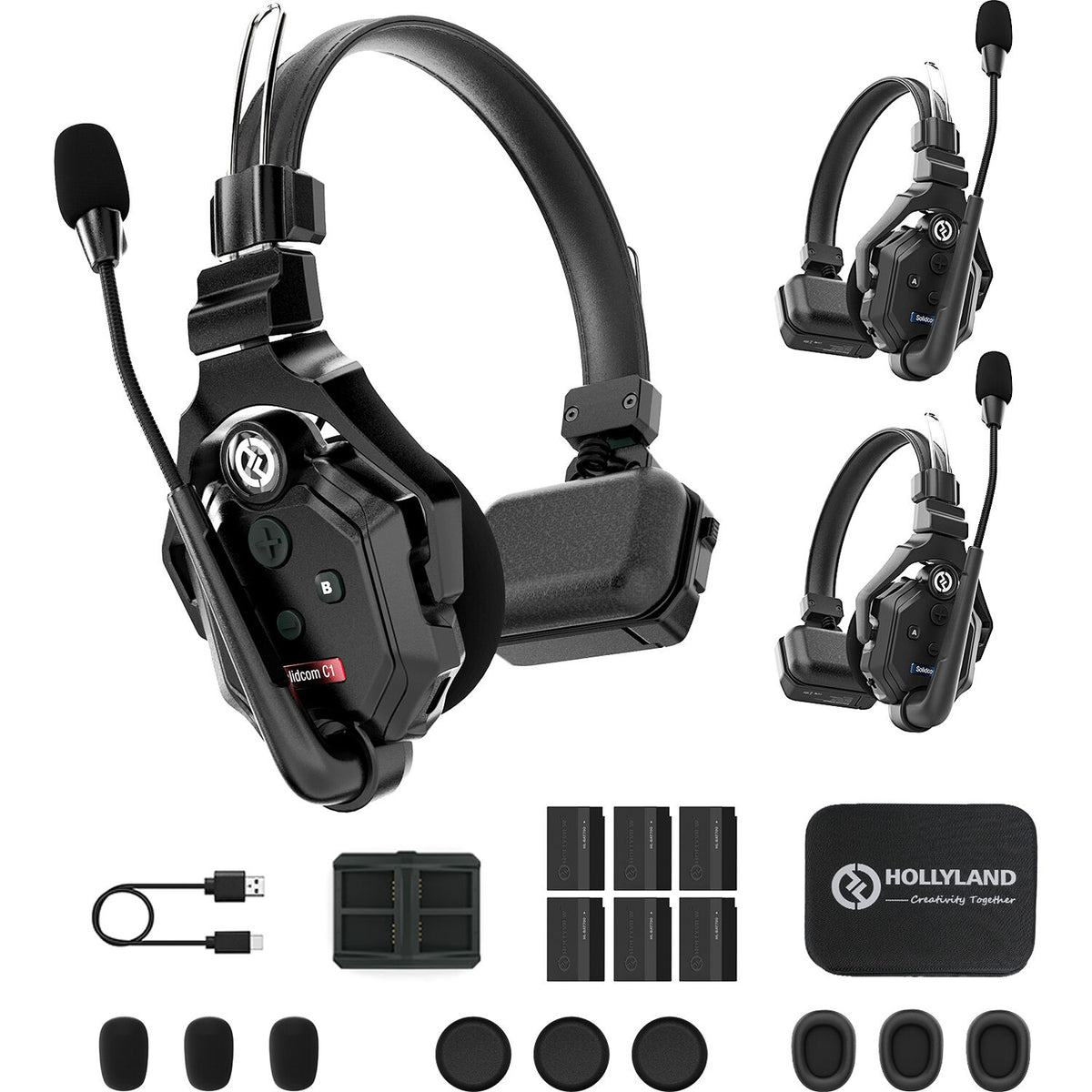 Hollyland Solidcom C1-3S Full-Duplex Wireless DECT Intercom System with 3 Headsets - CBN Music Warehouse