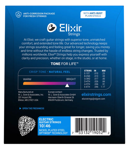 Elixir 19052 Electric Nickel Plated Steel Strings with OPTIWEB Coating (10-46)