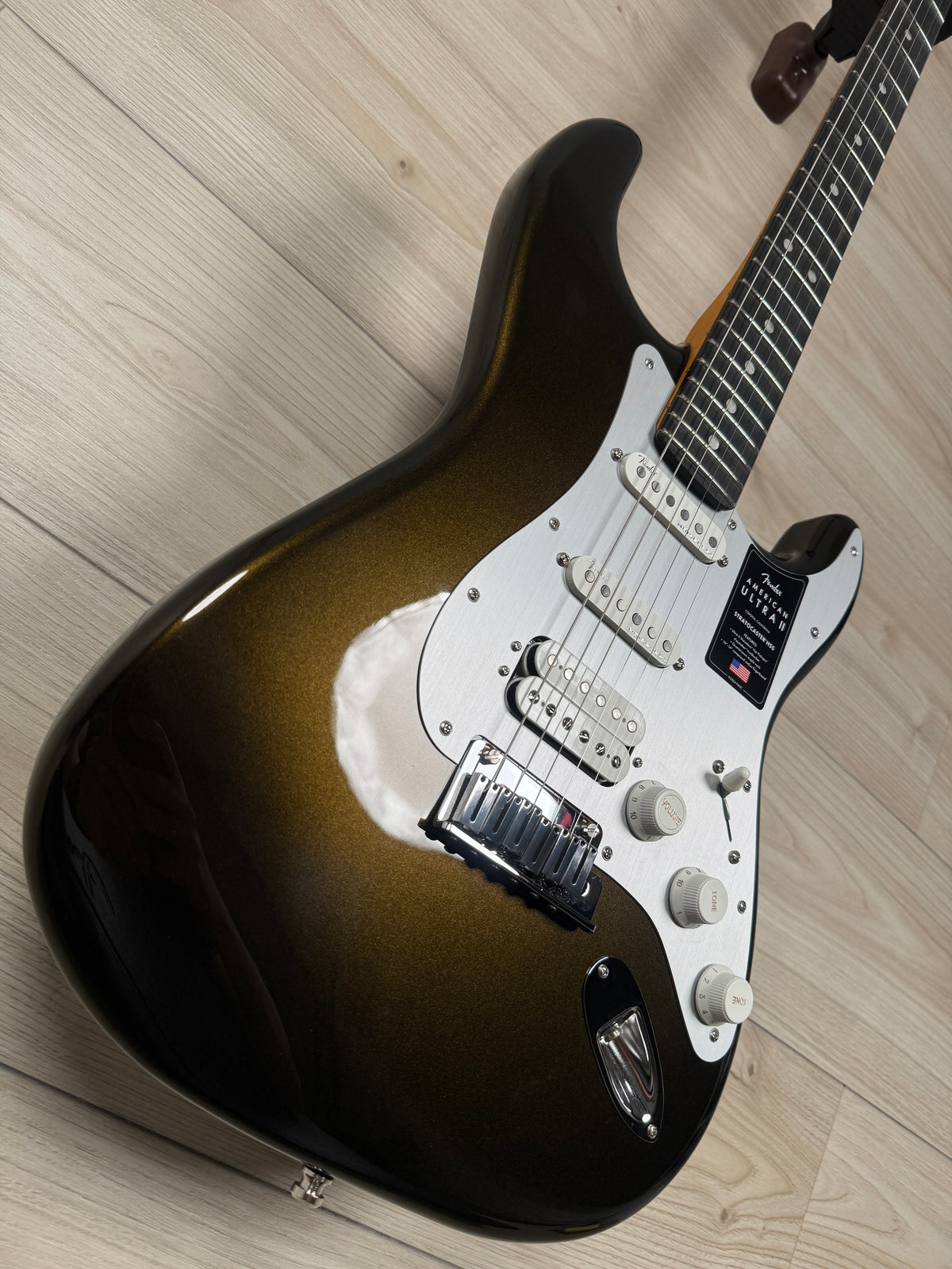 Fender American Ultra II Stratocaster HSS Electric Guitar, Texas Tea - #4967