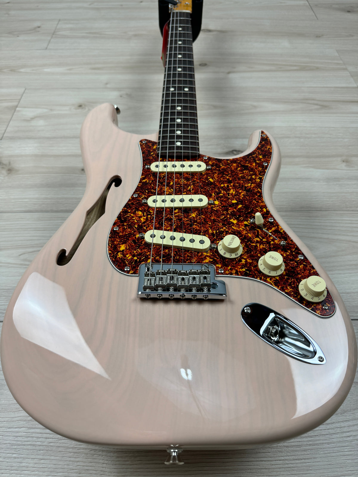 Fender Limited Edition American Professional II Stratocaster Thinline, Transparent Shell Pink - CBN Music Warehouse