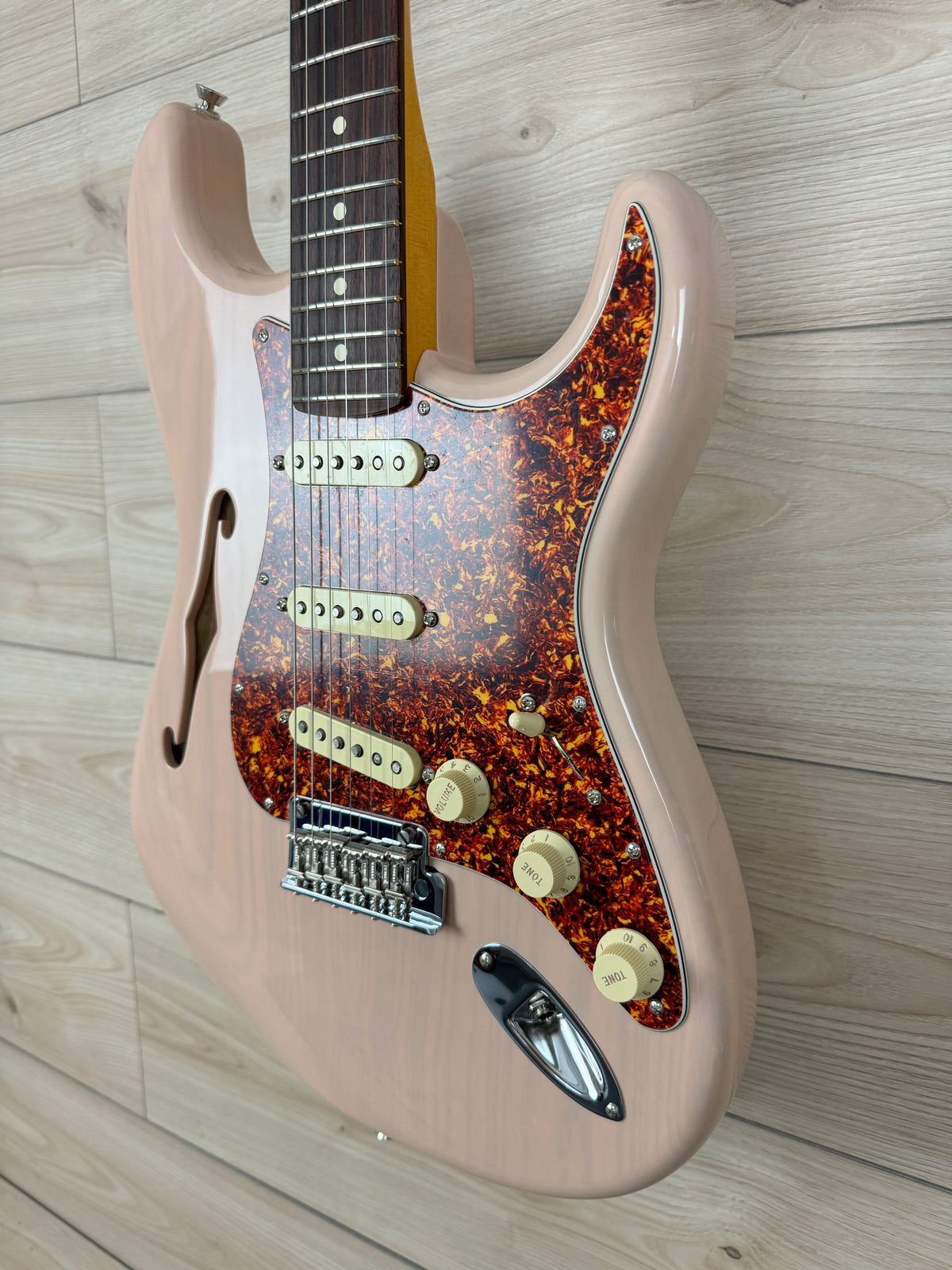 Fender Limited Edition American Professional II Stratocaster Thinline, Transparent Shell Pink - CBN Music Warehouse