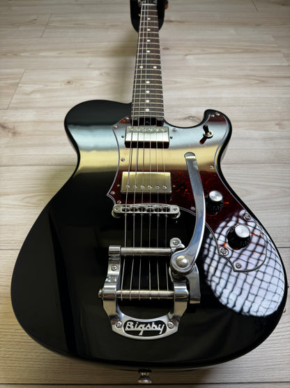 Veritas Custom Electric Guitar Portlander - Black with Tortoise Pickguard, Bigsby, Matching HS