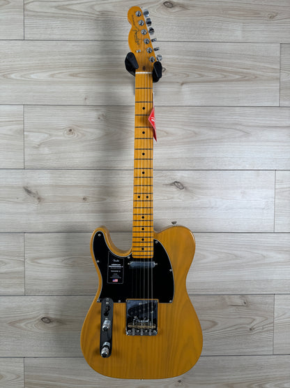 Fender American Professional II Telecaster Left-Hand Electric Guitar, Maple Fingerboard, Butterscotch Blonde