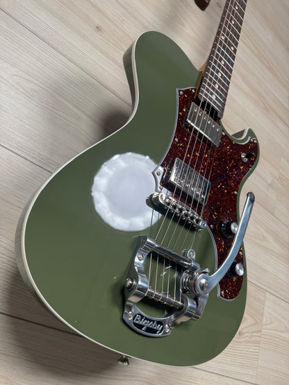 Veritas Custom Portlander Olive Drab with Tortoise Pickguard, Matching Headstock, Bigsby, Binding
