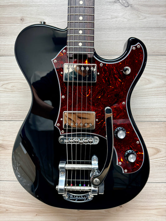 Veritas Custom Electric Guitar Portlander - Black with Tortoise Pickguard, Bigsby, Matching HS