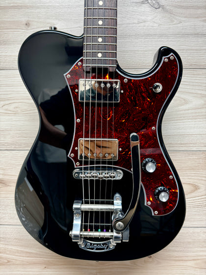 Veritas Custom Electric Guitar Portlander - Black with Tortoise Pickguard, Bigsby, Matching HS
