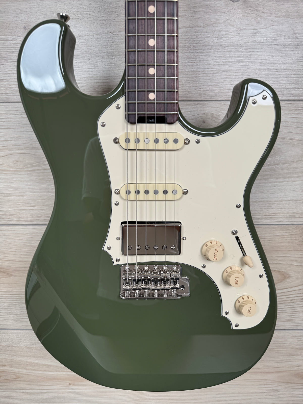 Veritas Custom Portlander Double Cut Olive Drab with Matching Headstock