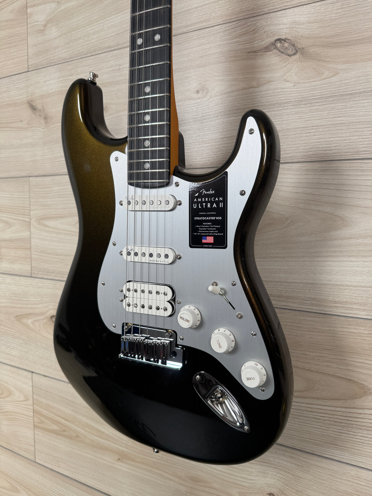 Fender American Ultra II Stratocaster HSS Electric Guitar, Texas Tea - #4967