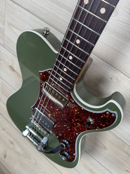 Veritas Custom Portlander Olive Drab with Tortoise Pickguard, Matching Headstock, Bigsby, Binding