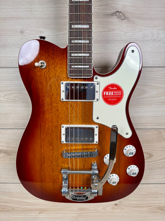 Squier Paranormal Troublemaker Telecaster Deluxe Bigsby Electric Guitar, Honey Sunburst