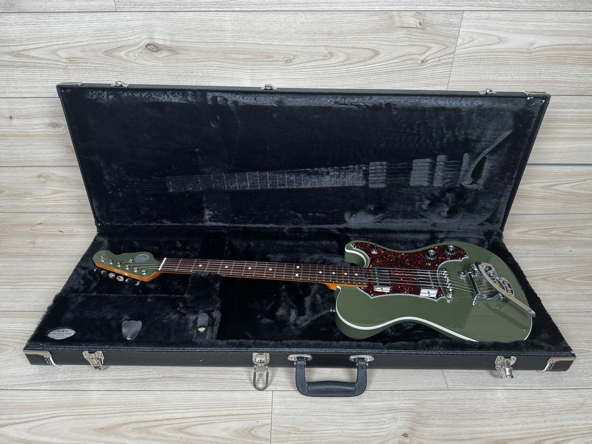 Veritas Custom Portlander Olive Drab with Tortoise Pickguard, Matching Headstock, Bigsby, Binding