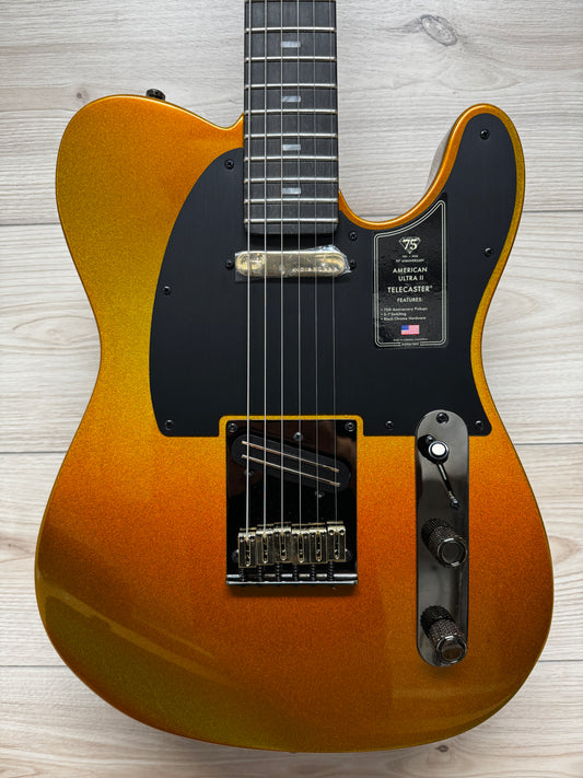 Fender 75th Anniversary American Ultra II Telecaster Electric Guitar, Liquid Gold - CBN Music Warehouse