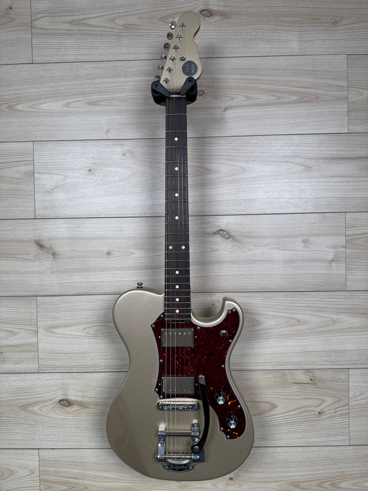 Veritas Custom Portlander Electric Guitar Shoreline Gold with Tortoise, Bigsby, Matching Headstock