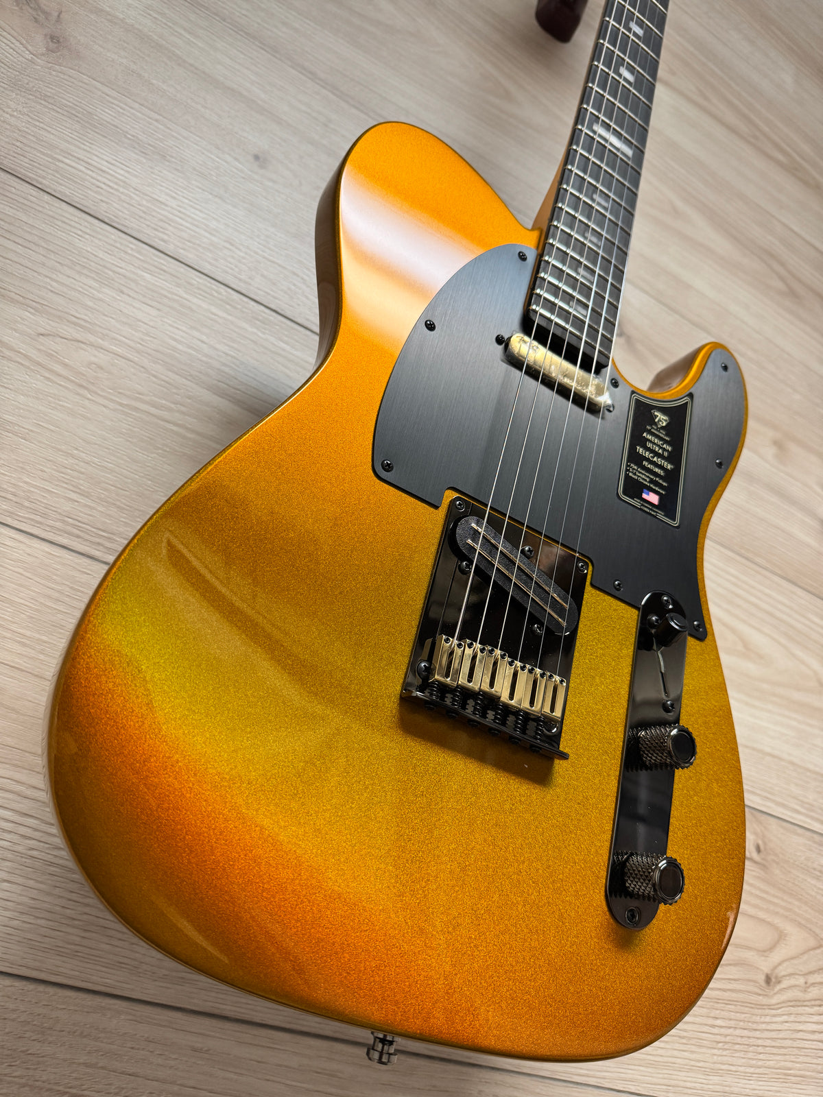 Fender 75th Anniversary American Ultra II Telecaster Electric Guitar, Liquid Gold - CBN Music Warehouse