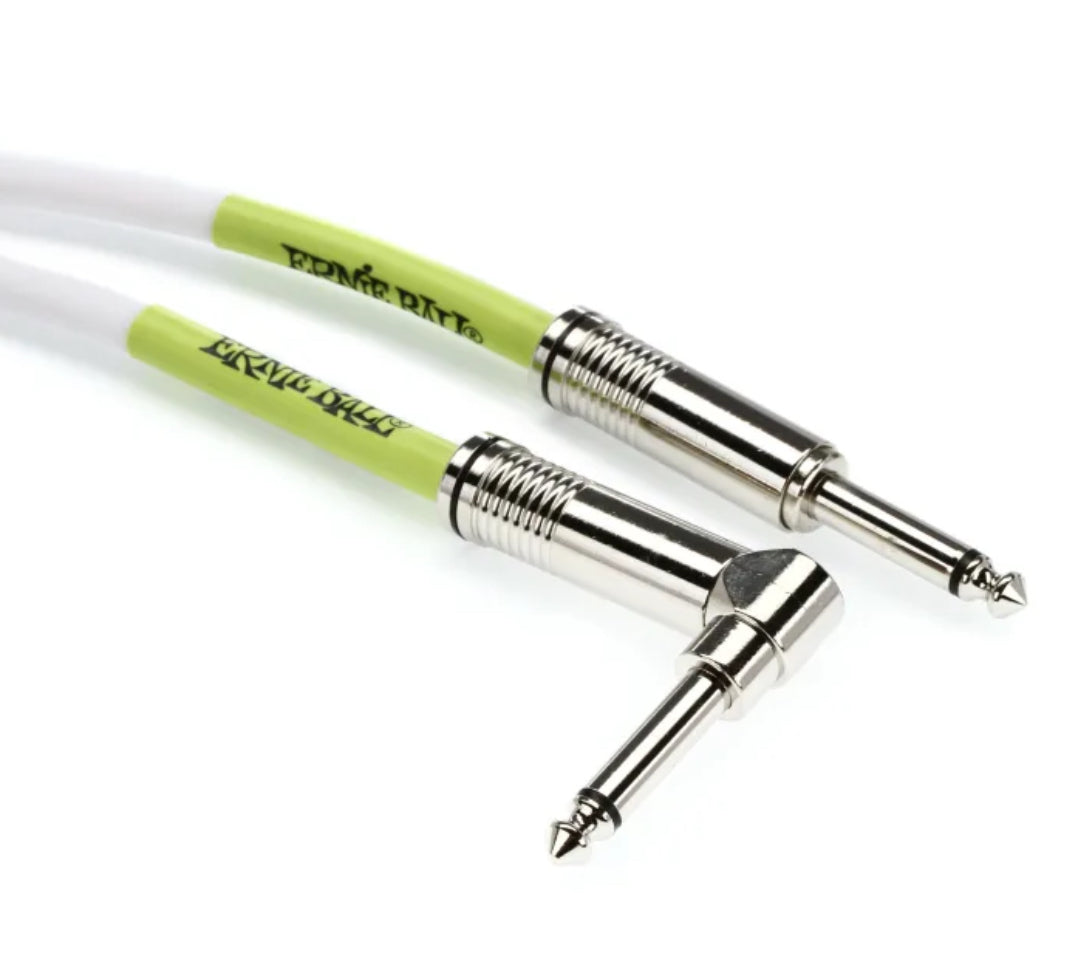 Ernie Ball P06049 Classic Straight to Right Angle Instrument Cable - 10 foot White - CBN Music Warehouse