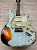 Fender Custom Shop Ltd 1961 Stratocaster Super Heavy Relic, Aged Sonic Blue over 3-Color Sunburst #7075