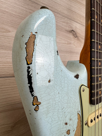 Fender Custom Shop Ltd 1961 Stratocaster Super Heavy Relic, Aged Sonic Blue over 3-Color Sunburst #7075