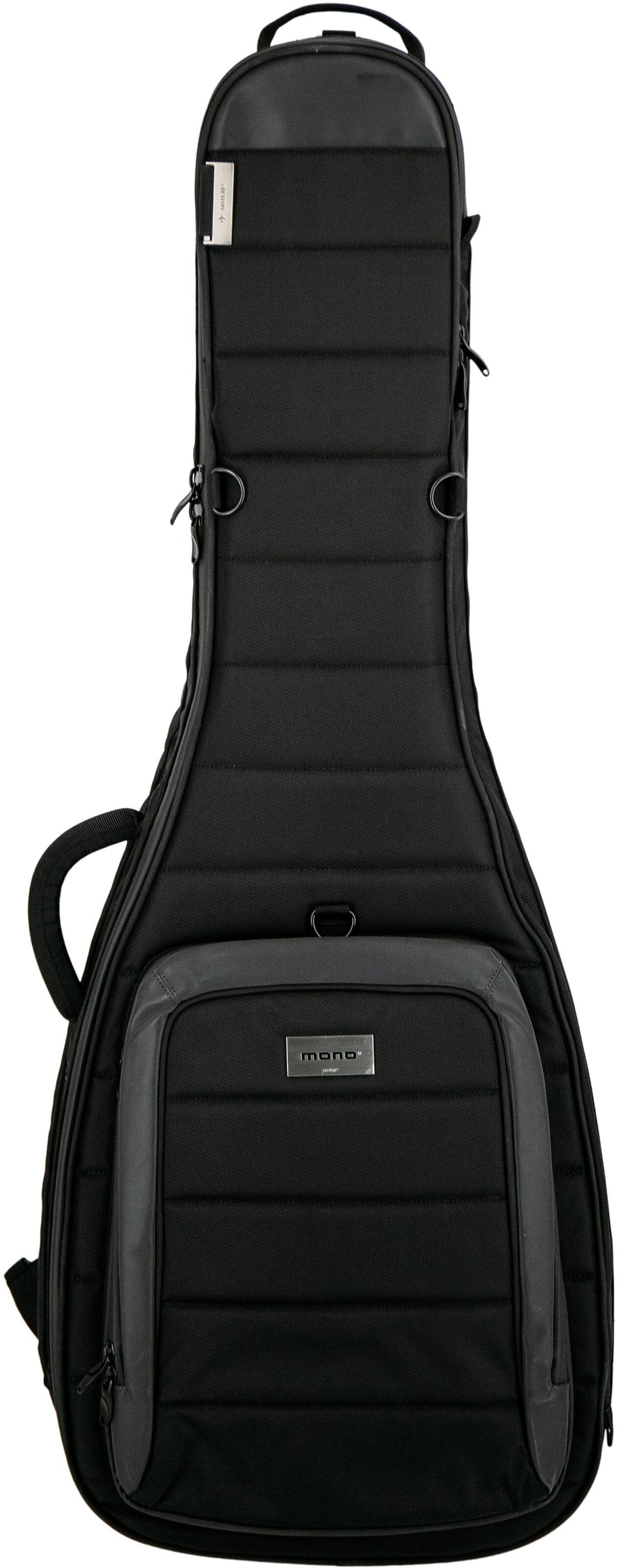 A black padded guitar gig bag with a front zippered pocket, shown against a plain white background.