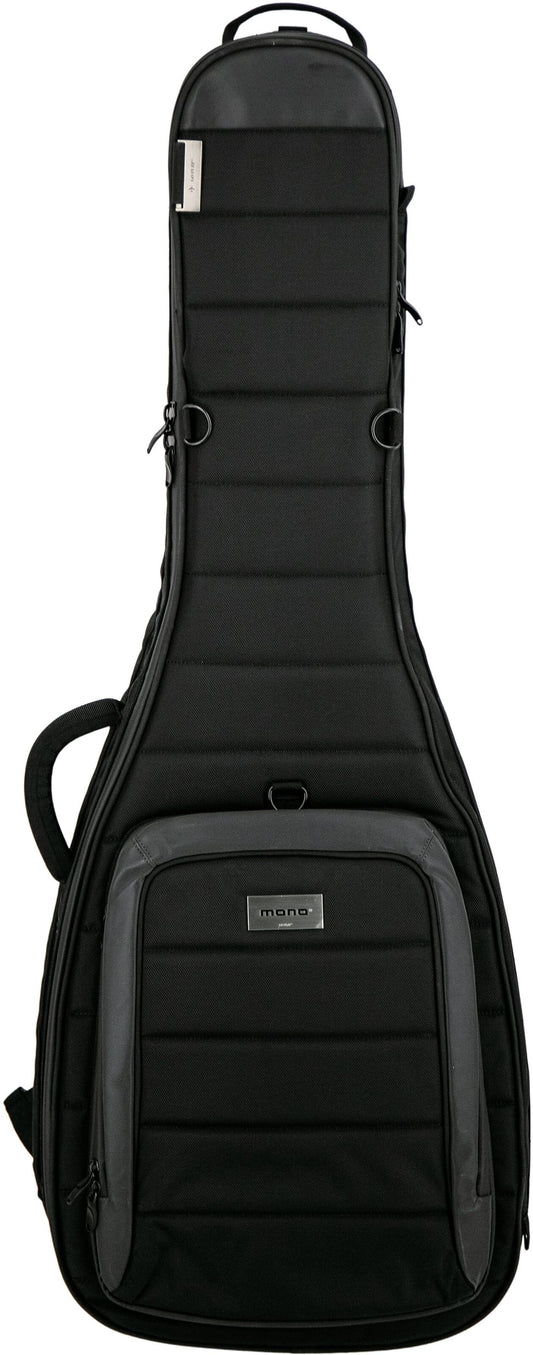 A black padded guitar gig bag with a front zippered pocket, shown against a plain white background.
