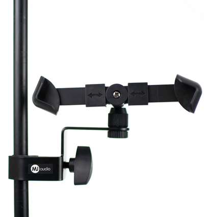 MJ Audio Mic Stand Phone Holder for Microphone Stand, Adjustable iPhone Mic Stand Holder, Music Stand Phone Holder for iPhone Samsung Galaxy All Smartphones